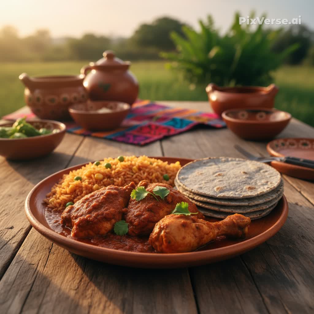 Adobo con pieza de pollo, arroz y cebollas moradas en rodajas